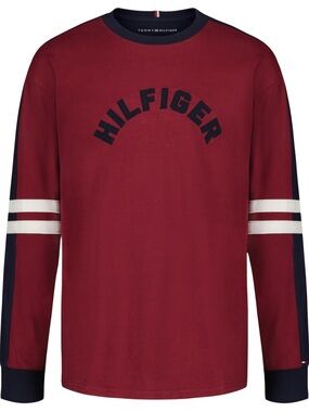 Tommy Hilfiger Red and Navy Athletic Logo Long Sleeve